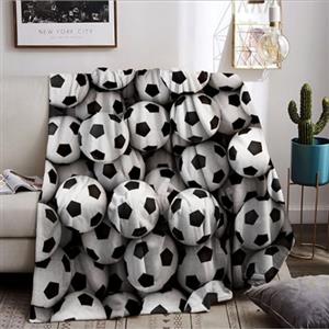 BNREDA Coperta da calcio per bambini, sport, calcio, in microfibra, soffice coperta per divano (Palla-2, 150x200cm)
