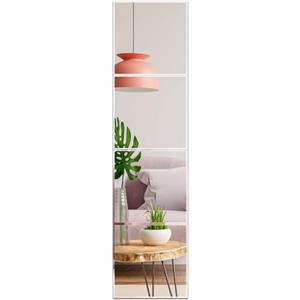 RLAVBL Specchio da Parete,Specchio Adesivo,Specchio in Vetro di 28x28x0.3cm Bordo smussato di 0,7 cm sul lato anteriore, Set di 4