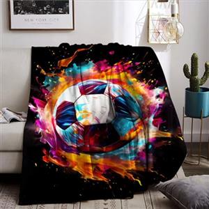 BNREDA Coperta da calcio per bambini, sport, calcio, in microfibra, soffice coperta per divano (Palla-1, 130x150cm)