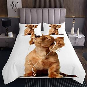 Tbrand - Copriletto trapuntato con motivo a cane, per bambini, ragazzi, con stampa 3D, motivo animale, trapuntato, per letto240x220cm
