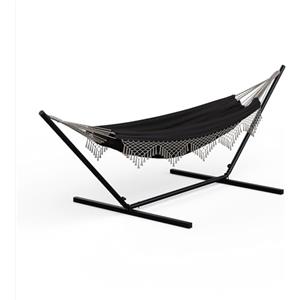 blumfeldt SwayStation - Amaca da Giardino, Amaca con Supporto, capacità: 100 kg, Resistente alle Intemperie, con Ganci Antiruggine, Tessuto: Poliestere/Cotone, Design Boho, Crema
