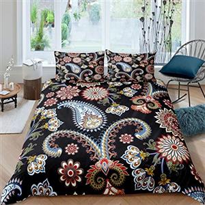 Homemissing Paisley - Set di biancheria da letto per ragazze e ragazzi, stile esotico bohémien, copriletto, con mandala, con copripiumino e biancheria da letto super king