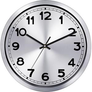 Plumeet Orologio da Parete Plumeet, Orologio da Parete a Batteria da 30cm con Cornice in Alluminio Argento, Orologi da Parete Silenziosi in Metallo senza Ticchettio Cucina Decorativa Soggiorno Camera da Letto