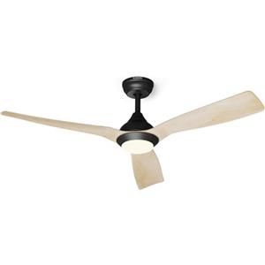 KLARSTEIN Ventilatore da Soffitto con Luce e Telecomando - Lampadario con Ventilatore da 132 cm, 6 velocità, modalità Estate/Inverno, Controllo Intelligente Via App e LED Dimmerabile, Colore Acero