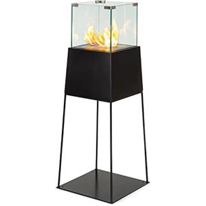 blumfeldt Firetower - Camino a etanolo, bruciatore in acciaio inox con 250 ml di volume, fino a 1,5 h di combustione inodore e senza residui, dispositivo di spegnimento integrato, parafiamma, nero