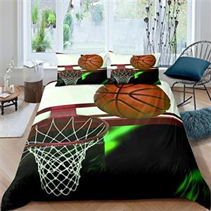 Homemissing Set di biancheria da letto per ragazzi e ragazze, con copripiumino sportivo con palla 3D, per letto singolo, 2 pezzi