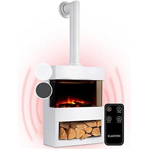 KLARSTEIN Camino Elettrico, Caminetto Elettrico 1800 W, Camino Finto a Riscaldamento Elettrico a Basso Consumo, Fuoco Finto LED, Spazio per Legna, Termocamino con Telecomando, Termostato e Timer