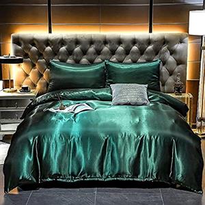Homemissing Hotel Verde Copripiumino Seta Come Raso Biancheria Da Letto Set Estate Reversibile Consolatore Copertura Luna di Miele Sexy Lusso Morbido Spazzolato Biancheria Da Letto & Biancheria