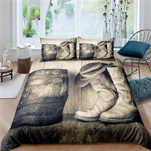 Homemissing Western Cowboy Set Copripiumino Ragazze Ragazzi Bambini Western Decor Copripiumone Set Morbido Decor Wild Western Cowboy Copripiumone Morbido 220x230cm Retro Cowboy Style