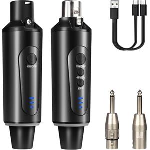 Depusheng S5 Sistema di microfono wireless Trasmettitore ricevitore wireless per chitarra XLR Plug-on per microfoni dinamici e a condensatore da 48 V, mixer audio, con interruttore di riverbero