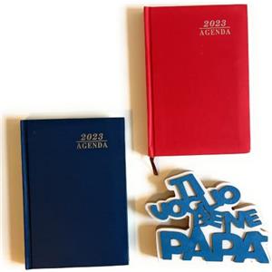 NARAMAKI Agenda - 2 Agende (Rosso & Blu) + Decorazione Legno Con Scritta Ti voglio bene Papà - Agenda Elegante In Confezione Regalo