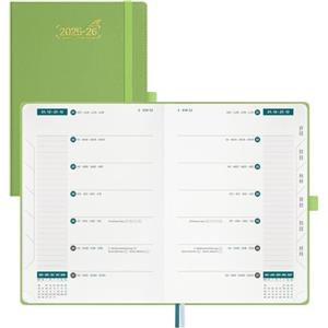 BEZEND Agenda Settimanale 2025 2026 Tascabile A5 21 x 15,5 cm, 18 Mesi Diario Scuola con Doppio Orario da Lug.25 a Dic.26, Copertina Rigida in Pelle PU - Frutta Verde