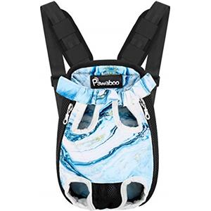 Pawaboo Zaino Contenitore per Cane, Borsa da Viaggio di Sicurezza, Borsa Anteriore Regolabile per Portare Cane, per Viaggio, Campeggio, Passeggiata, Taglia S - Marmo Blu