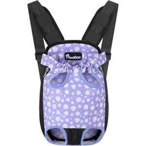 Pawaboo Zaino Contenitore per Cane, Borsa da Viaggio di Sicurezza per Cane, Borsa Anteriore Regolabile per Portare Cane, per Viaggio, Campeggio, Passeggiata, Taglia XL, Nero & Viola Margherita