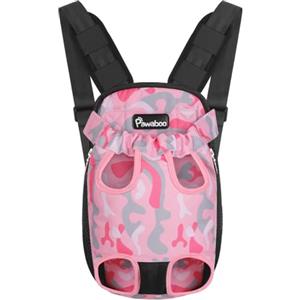 Pawaboo Zaino Contenitore per Cane, Borsa da Viaggio di Sicurezza per Cane, Borsa Anteriore Regolabile per Portare Cane, per Viaggio, Campeggio, Passeggiata, Taglia XL, Rosa Mimetico