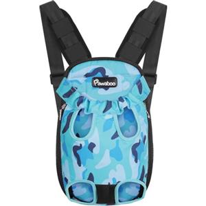 Pawaboo Zaino Contenitore per Cane, Borsa da Viaggio di Sicurezza per Cane, Borsa Anteriore Regolabile per Portare Cane, per Viaggio, Campeggio, Passeggiata, Taglia S, Blu Mimetico