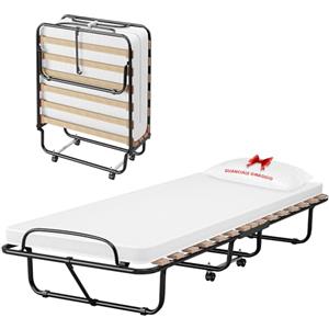 IlGruppone Brandina Pieghevole A Doghe Con Materasso Letto Ospiti Struttura Resistente Con Ruote Prodotto Italiano Branda Ortopedica Richiudibile 80x190 Cm Trasportabile In Omaggio Cuscino e Cover Protettiva