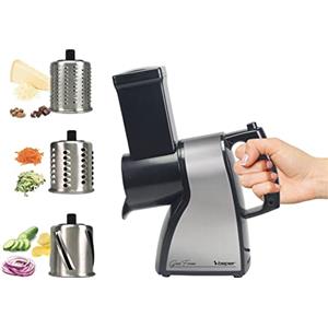 BEPER BP.400 Affetta verdure e Grattugia Elettrica per Formaggio in Acciaio - Grattugia Formaggio, Affetta o Taglia Verdure a Julienne
