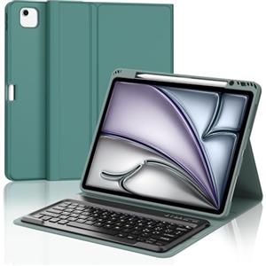 IVEOPPE Tastiera iPad Air 13 (M2 2024/M3 2025), Cover con Tastiera Italiano QWERTY Magnetico Staccabile Bluetooth con Portapenna per iPad Air 13 2024/2025, Verde scuro