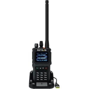 Retevis C1 Walkie Talkie Ham Radio, Amateur Radio Dual Band, 250 Canali Type-C 1800mAh Impermeabile IP67, Sub-PTT, CTCSS/DCS, Walkie-Talkie a Lungo Raggio per Radioamatori (Nero, 1 Pezzo)