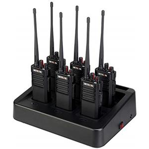 Retevis RT29 Walkie Talkie, Walkie Talkie Professionale a Lunga Distanza con Caricatore a Sei Vie, Batteria 3200mAh, 16 Canali, VOX, Walkie Talkie Robusto per Industriali, Scuola (6 Pz, Nero)