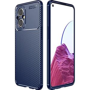 ESTH® Cover per Oppo Reno8 Lite/Reno7 Z 5G/Reno7 Lite Custodia in silicone a Antiurto 360°, Case Fibra di Carbonio Caso Antiscivolo e Anticaduta, Blu