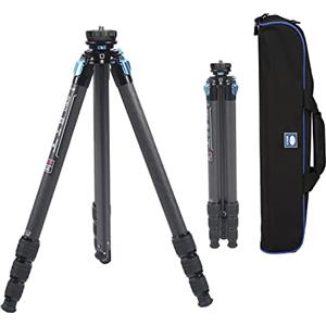 SIRUI Treppiede professionale in fibra di carbonio resistente, 69 pollici impermeabile fotocamera treppiede con colonna centrale triangolare, tubo grande per DSLR, videocamera, carico 15kg (ST-224)