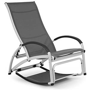 blumfeldt Beverlywood - Lettino Prendisole, Sedia a Dondolo, Struttura in Alluminio, Schienale Regolabile a 4 Vie, DualComfort, Materiale: 70% PVC e 30% Poliestere Comfort Mesh, Grigio