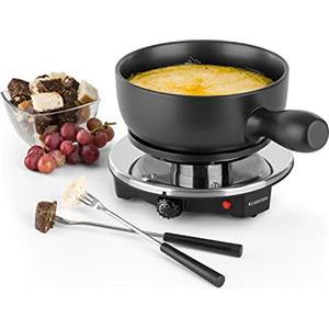 Klarstein Sirloin - Fonduta di formaggio, Grill party, Pentola in ceramica smaltata, Potenza 1200 W, Piastra riscaldante in alluminio pressofuso, Interruttore termostatico, Antiscivolo, Nero