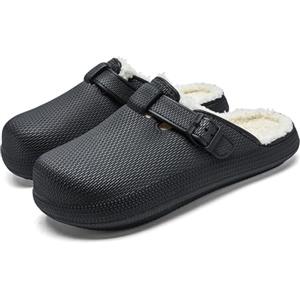 MGGMOKAY Uomo Zoccoli Invernali Donna Imbottite Pantofole Impermeabile Giardino Ciabatte Imbottite e Calde Pantofole da Antiscivolo Casa Zoccoli,Nero,38/39