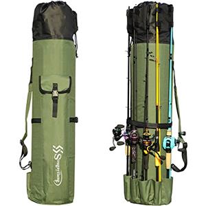 Sougayilang Borsa per canna da pesca in tela, organizer per canne da pesca e mulinello, organizer per viaggi, regalo per padre, fidanzato e famiglia, verde, Verde, moderno