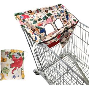 RoxNvm Carrello Spesa Coperture, Rinfrescante e Traspirante Bambino Seggiolone Carrello Cuscino, Coprisedile per Carrello Portatile Adatto per lUso Estivo Del Bambino (elefanti)