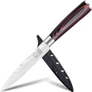 XYJ Autentico dal 1986, coltello da cucina multifunzione da 5 pollici, coltello da bistecca in acciaio inossidabile, coltello per affettare frutta e verdura, coltello macellaio con fodero