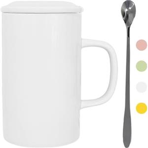 NIUKOMY Tazze Giganti 900ML, Tazza da Caffè Extra Large Bianco, Tazza da Tè Grande con Coperchio e Cucchiaio, Tazza da Jumbo, Tazza Giant, Big Mug 30OZ, XXL Tazze da Tè in Ceramica