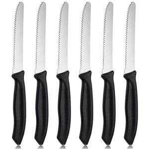 hunnycook coltello da colazione 6 pezzi,coltello da tavola con bordo seghettato,coltello da pane,coltello da colazione,set di coltelli da bistecca per la ristorazione a casa,lavabile in lavastoviglie