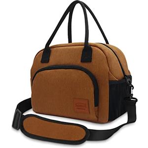 AOSBOS Borsa termica da 10 l, con tracolla regolabile, ideale per uomo e donna, fodera impermeabile, marrone terroso