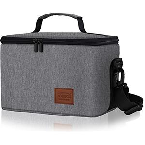 Aosbos Borsa Frigo Porta Pranzo Portatile, Borsa Termica Impermeabile e Antiolio, Borsa Isolante Portatile con Tracolla Regolabile, Grande Borsa da Picnic per Donne/Uomini/Gita in Famiglia，10L Grigio