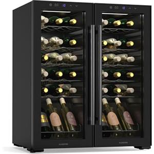 Klarstein Shiraz - Frigorifero per Vino a 2 zone - 36 Bottiglie, a Libera Installazione, 5-18°C, Illuminazione LED, Controlli Touch, Design Elegante, Frigorifero per Vino