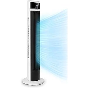 KLARSTEIN Icetower Smart - Ventilatore a Piantana, 45 Watt, Display Digitale, con Telecomando, Timer 24h, 3 Modalità, 100 m³/h, Connessione Wi-Fi, Nero-Bianco