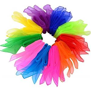 byou Sciarpe di Giocoleria,Sciarpa di Danza 20 Pezzi Seta Colorati Quadrato Sciarpe per Asilo Spettacolo per Bambini Danza del Ventre 10 Colori 24inch