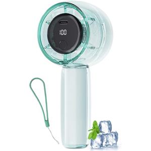LZEXIN Ventilatore Portatile con Luci a LED,Ventilatore USB Velocità Regolabile (1 - 100),Display HD mini Ventilatore,USB Ricarica Rapida 2H,Ventilatore Potente per Viaggi/Esterno/Casa/Ufficio - Verde