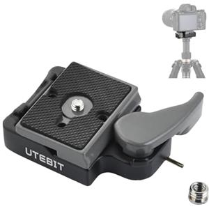 UTEBIT Piastra a Sgancio Rapido per Fotocamera, Piastra a Rilascio Rapida avec Adaptateur 1/4'' à 3/8'' pour Vis, Piastra Rapido per Treppiede Compatibili con Manfrotto 200PL-14 (Grigio)