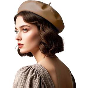 ZKGYUS Berretto Basco da Donna in Pelle Classic, Berretto classico francese per donne, Newsboy Cap Beaker Boy Cappelli in Ecopelle per le Signore, Cappello Donna Invernale