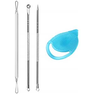 RuiChy Rimozione di punti neri con spazzola per la pulizia del viso, pinzette per estrattori professionali in acciaio inossidabile Strumento per la rimozione di comedoni di brufoli brufoli brufoli acneici