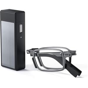 Hubeye Occhiali da lettura Pieghevole in Acciaio inox Occhiali Anti luce blu da Uomo e Donna con la Cerniela a molla e la Scatola in metallo 2.50