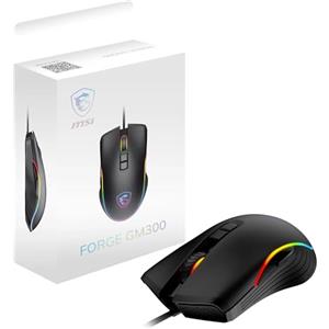 MSI FORGE GM300 Gaming Mouse - Sensore ottico 7200 DPI, design simmetrico, switch da oltre 10M di clic, 7 pulsanti, latenza 8 ms, RGB LED, 118 g - Cablato