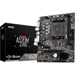 MSI A520M-A PRO Scheda Madre AMD Ryzen 3000 3rd Gen AM4, DDR4, M.2, USB 3.2 Gen 1, HDMI, Micro ATX