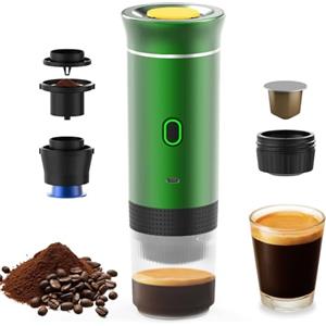 Irishom 3 in 1 Macchina per Il caffè elettrica Portatile, Mini Funziona con Capsule e caffè macinato, 15 Bar & Freddo e riscaldante per Auto, casa, Viaggio