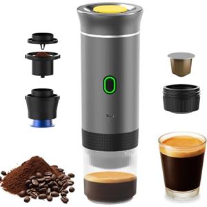 Irishom 3 in 1 Macchina per Il caffè elettrica Portatile, Mini Funziona con Capsule e caffè macinato, 15 Bar & Freddo e riscaldante per Auto, casa, Viaggio
