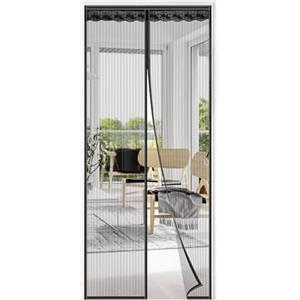 HTRTRR Zanzariera con tenda magnetica per porta, tenda magnetica per porta, chiusura automatica del balcone, facile da installare, adatta a bambini e animali domestici (striscia nera, 90 * 200)